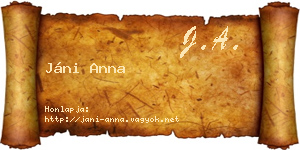 Jáni Anna névjegykártya